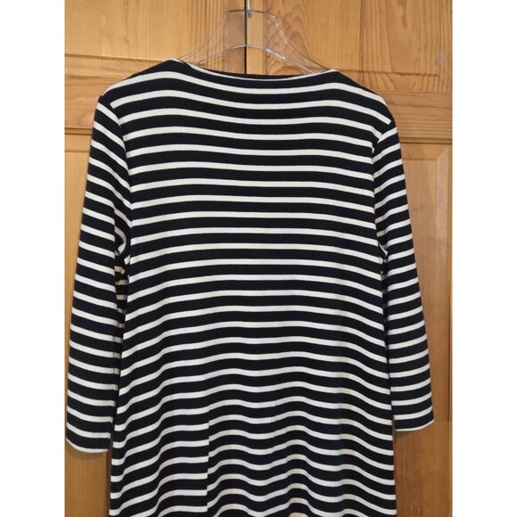 Talbots Dress Size Large Blue Striped Embroidered Coastal Preppy Resort V-Neck‎ - Picture 10 of 11